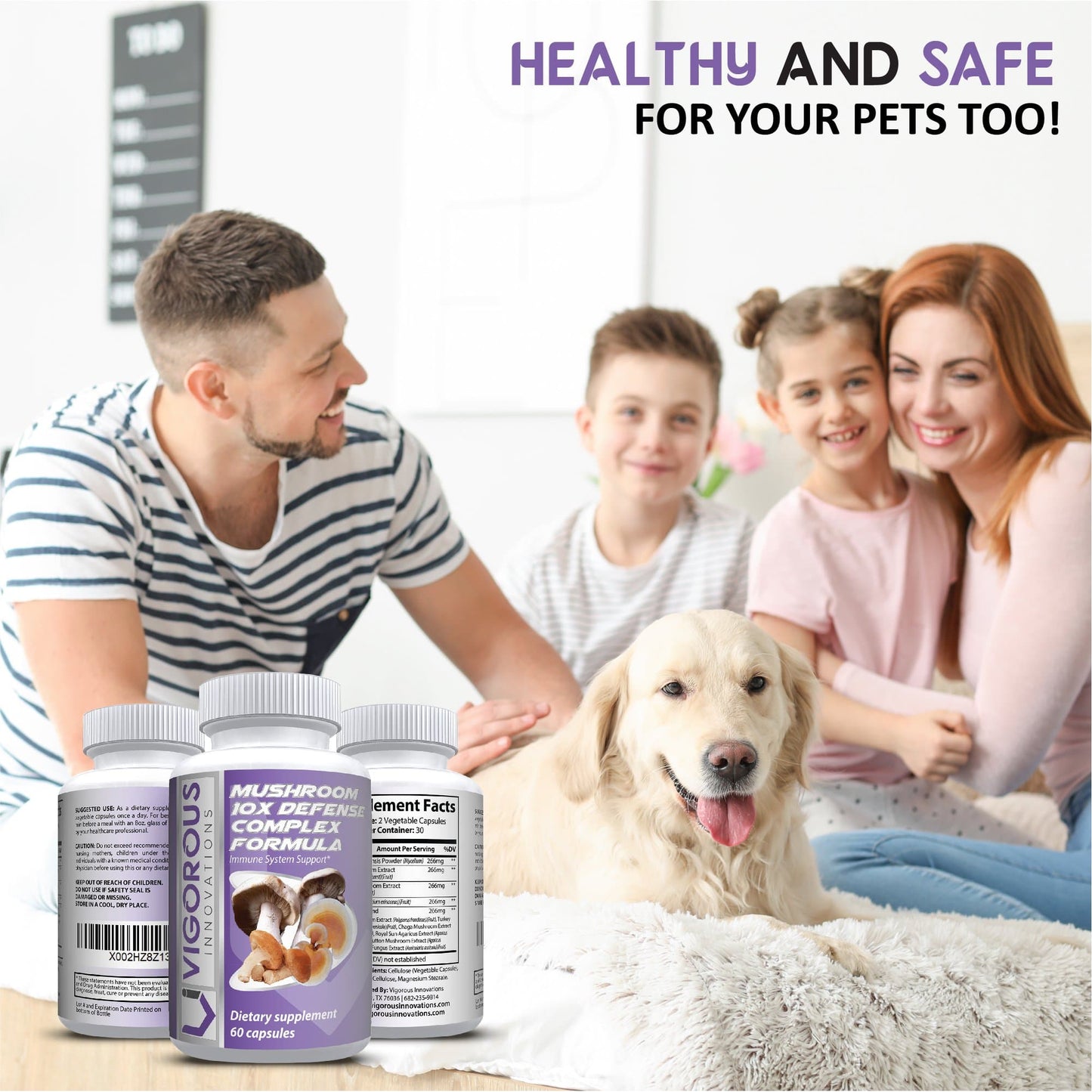 Vigorous Innovations Mushroom 10X Defense Complex Formula - Natural Immune System Support